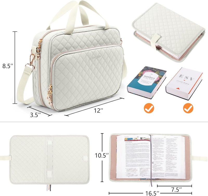 IMAGINING Large Bible Case with Bible Cover for Women - Bible Carrying Case with Shoulder Strap - Bible Bag Packed in Gift Box - Bible Carrier with Pockets for Bible Study Suppliers - Bible Gift Girls - Image 2
